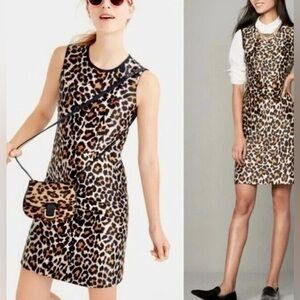 J. Crew Leopard Animal Print Sheath Mini Dress women’s size 6